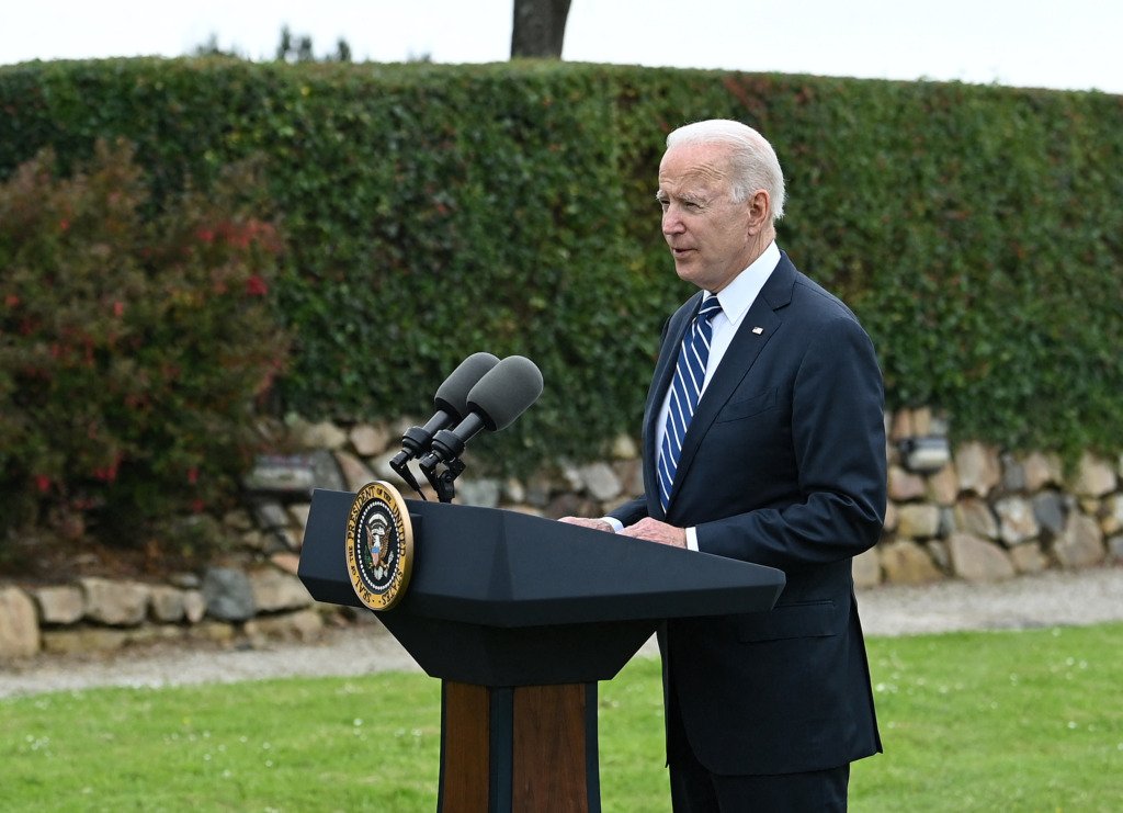 US President Joe Biden delivers a speech on the COVID-19 pandemic at the 2021 G7 summit in which he promised to make the US a “vaccine arsenal to the world”.
 (Photo: Brendan SMIALOWSKI / AFP)